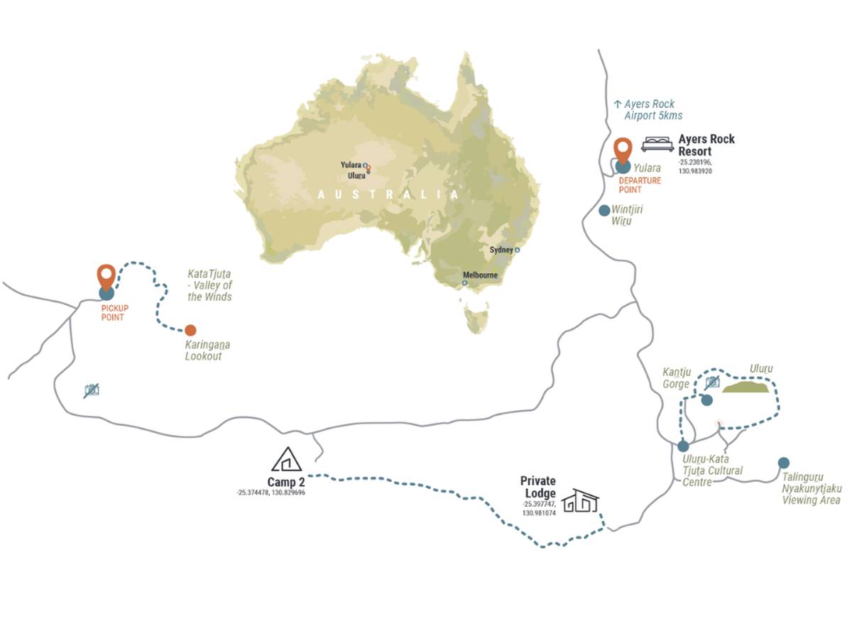 Uluṟu-Kata Tjuṯa Lodge Walk Map
